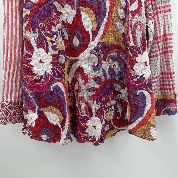 Habitat Top Shirt Womens 2X Multicolor Textured Crinkle Floral Patchwork Art - Picture 6 of 15
